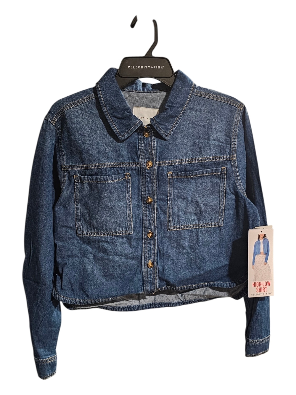Celebrity Pink Dark Indigo Cropped Jean Jacket